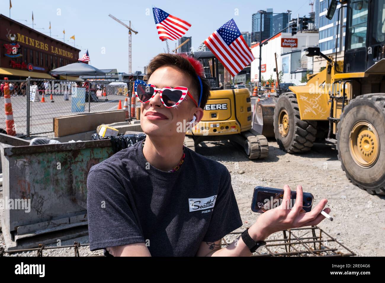 Seattle, États-Unis. 4 juillet 2023. Des patriotes à Seattle le 4. Banque D'Images