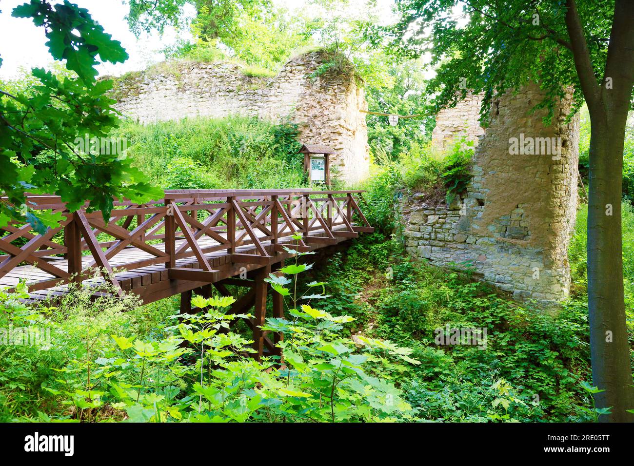 Ruines du château de Pravda dans le village de Pnetluky, cible touristique et lieu de rencontres et de festivals dans la région d'Usti nad Labem, République tchèque, 6 juillet 2 Banque D'Images