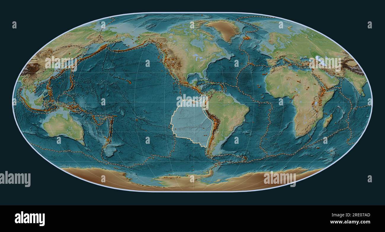 Plaque tectonique Nazca sur la carte d'élévation de style Wiki dans la