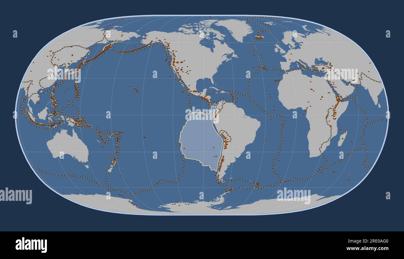 Plaque tectonique Nazca sur la carte de contour solide dans la