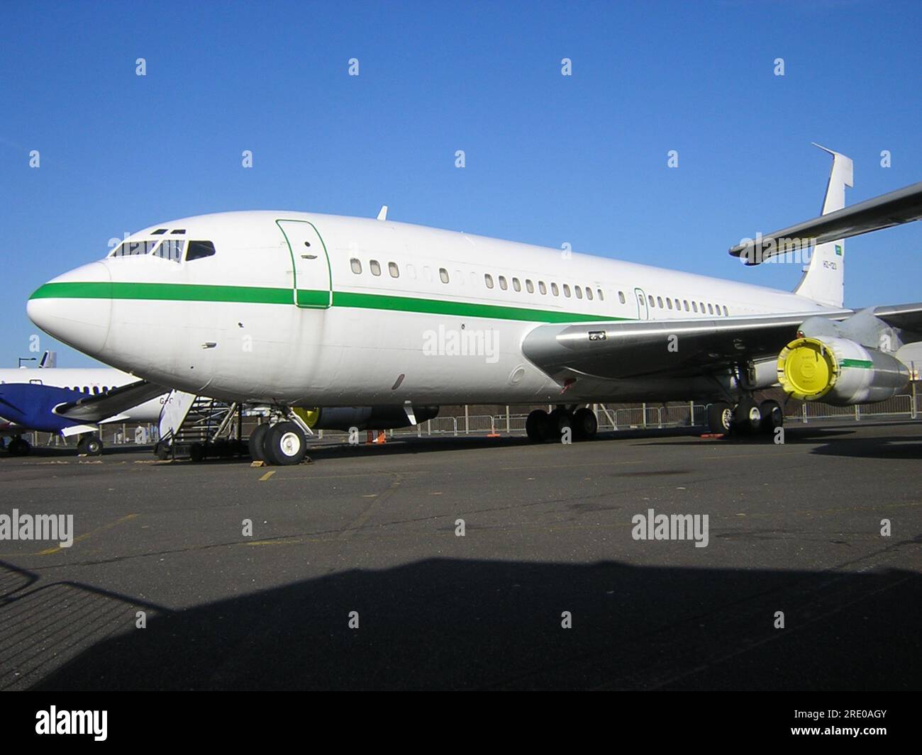 Boeing 707 HZ-123 de l'ancien gouvernement saoudien entreposé à l'aéroport de Southend. Restauré plus tard dans la livrée QANTAS précédente par Founders Museum & Fly Home Banque D'Images
