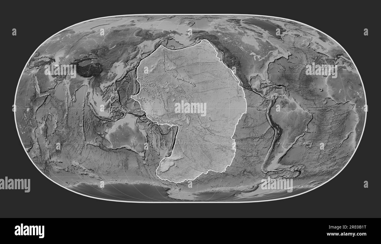 Plaque tectonique du Pacifique sur la carte d'élévation en niveaux de