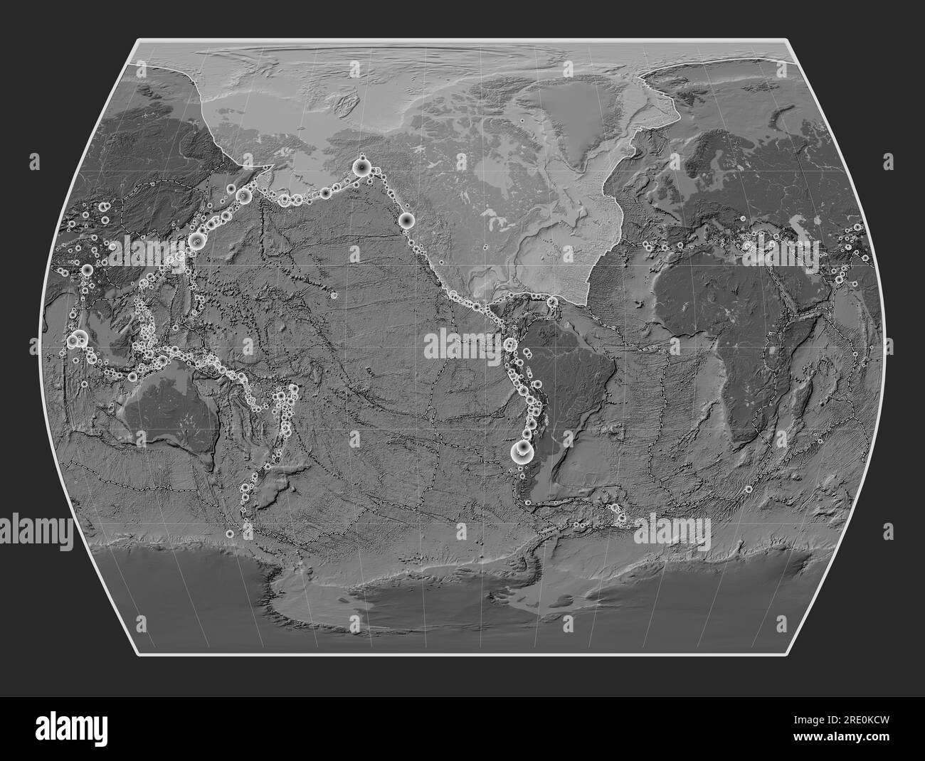 Plaque tectonique nordaméricaine sur la carte d'élévation à deux