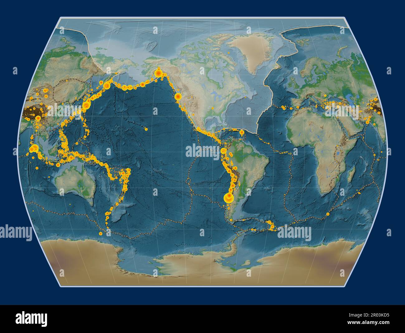 Plaque tectonique nordaméricaine sur la carte d'altitude physique dans