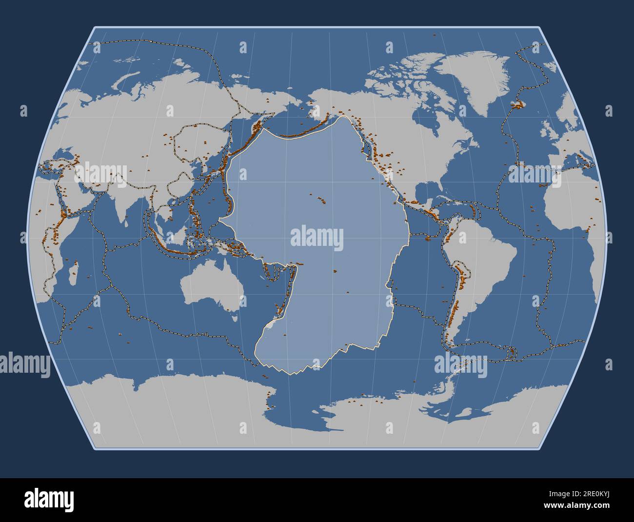 Plaque tectonique du Pacifique sur la carte de contour solide dans la
