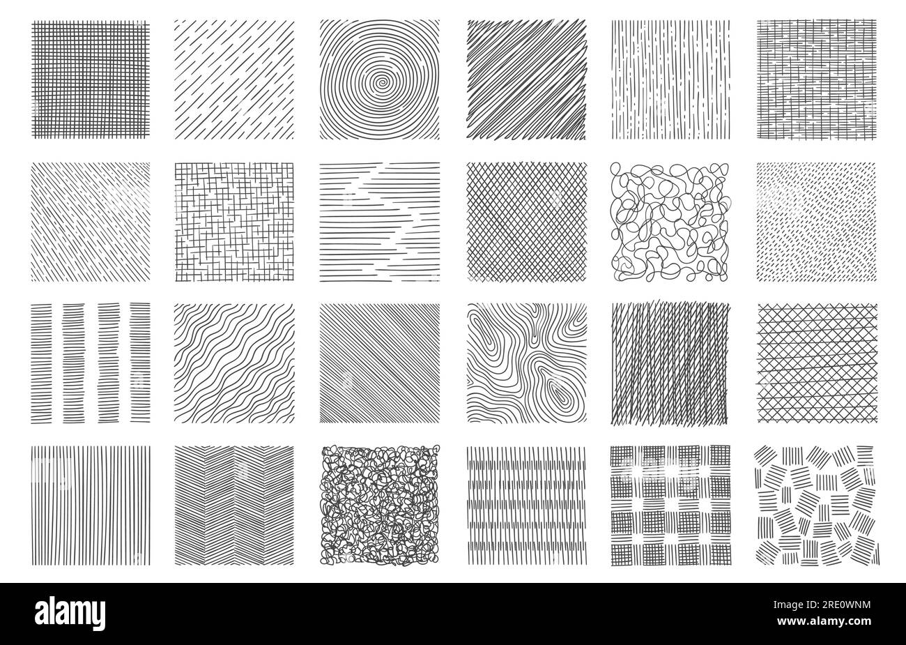 Hachures dessinées à la main. Technique de dessin au carré hachuré, formes géométriques hachurées, éléments de conception d'esquisse de doodle simples. Ensemble isolé de vecteur Illustration de Vecteur