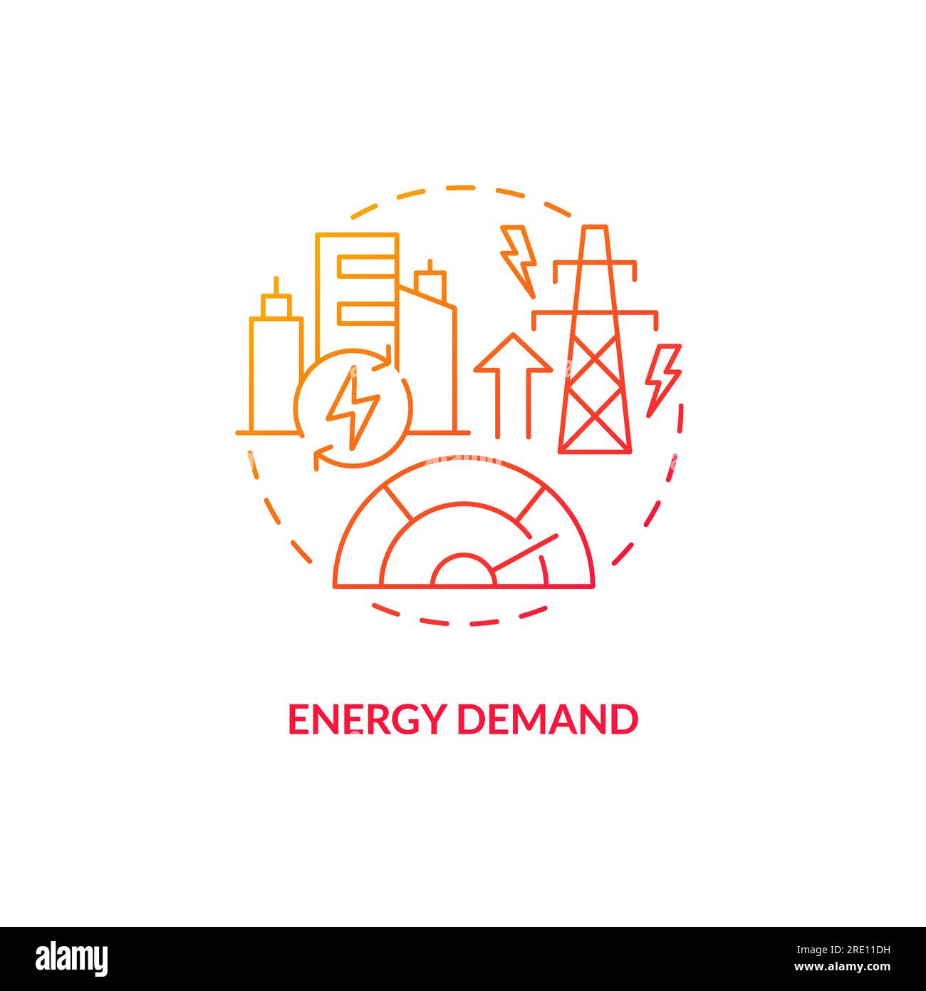 Icône linéaire du concept de demande d'énergie 2D. Illustration de Vecteur