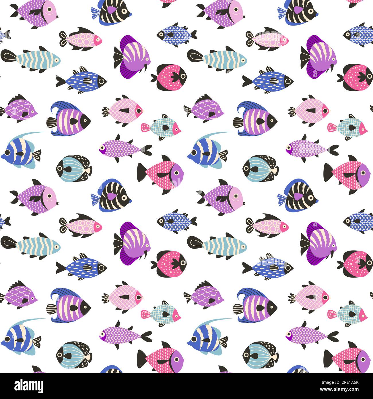 Motif de poisson coloré. Imprimé sans couture d'animaux marins nageant des poissons tropicaux exotiques sous-marins. Texture d'arrière-plan vectorielle Illustration de Vecteur