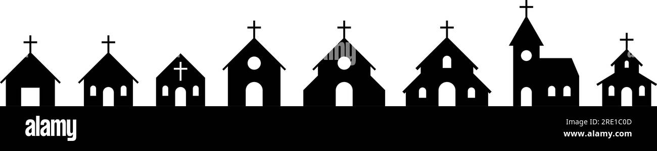 Conception simple de l'ensemble d'icônes d'église Illustration de Vecteur