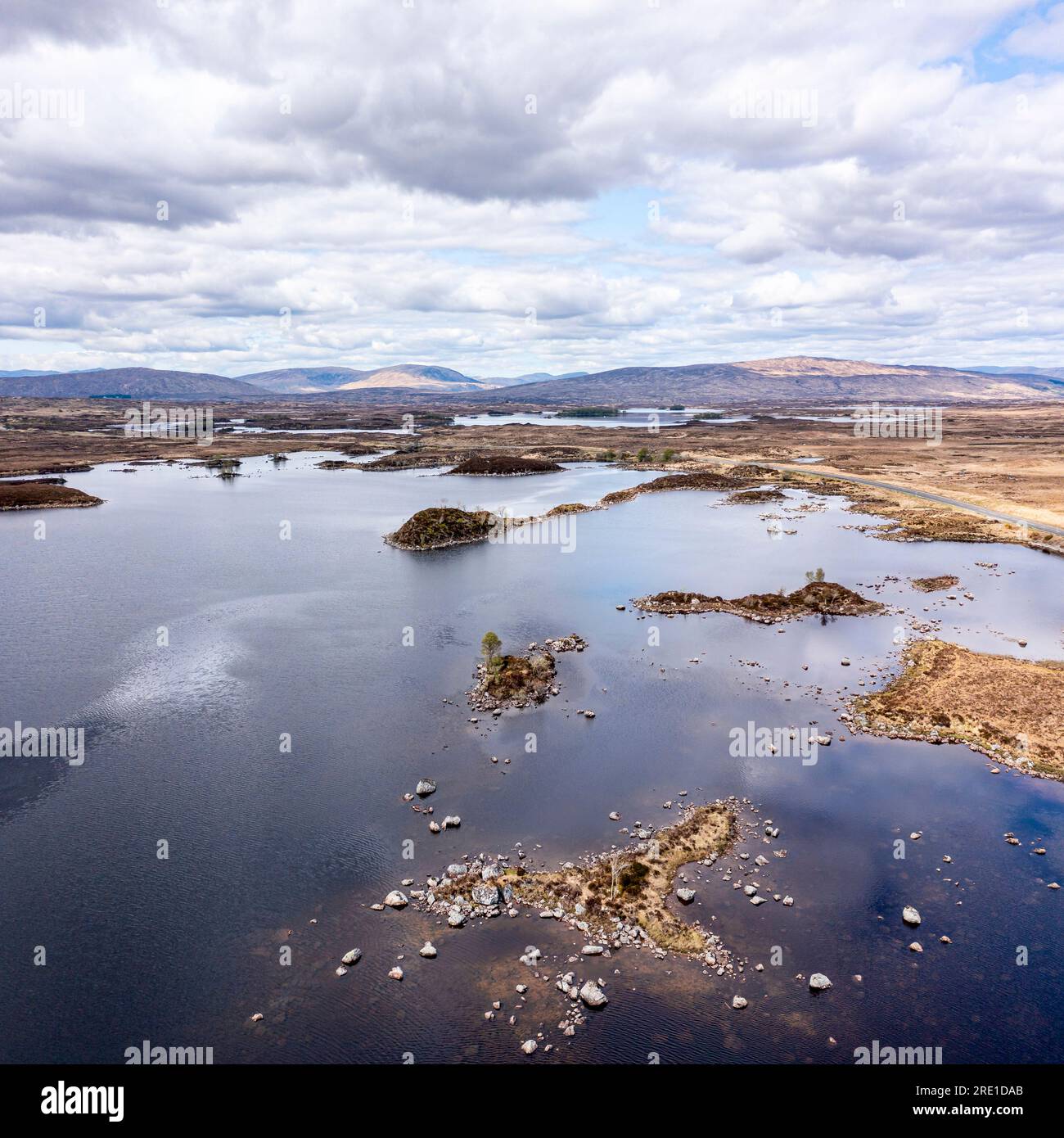 lochan na h-achlaise et rannoch moor scotland vue surélevée format carré Banque D'Images