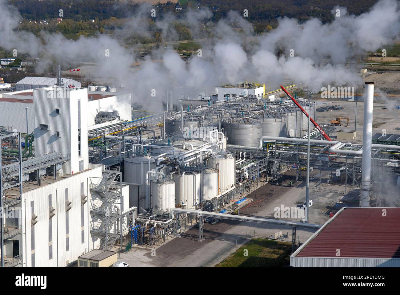 L’usine Tereos, principalement dédiée à la production de bioéthanol, à Lillebonne (nord de la France). Banque D'Images
