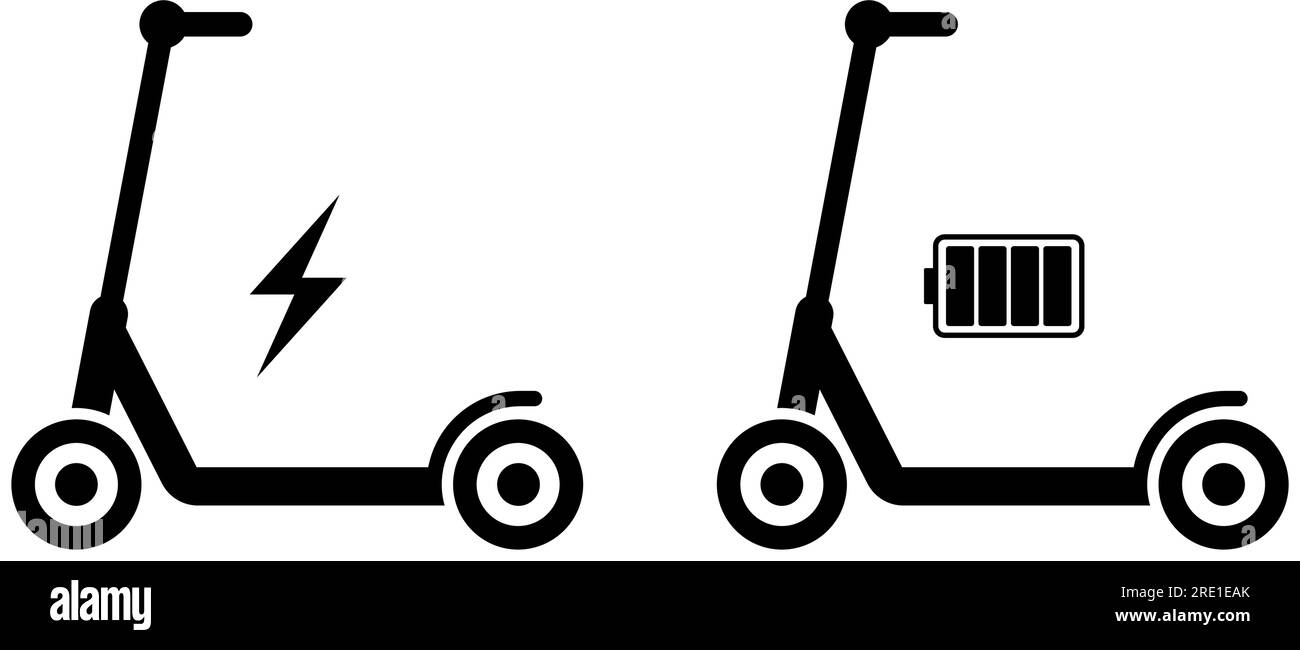 Jeu d'icônes de scooter électrique. transport écologique Illustration de Vecteur