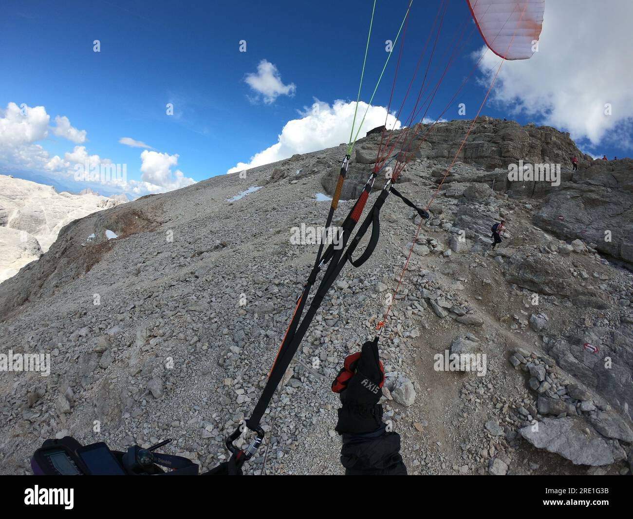 Beau paysage de dolomites-parapente-montagnes lacs italiens et sommets rocheux et pointus, montagnes Dolomites Alpes, Canazei, Piz BoE Banque D'Images