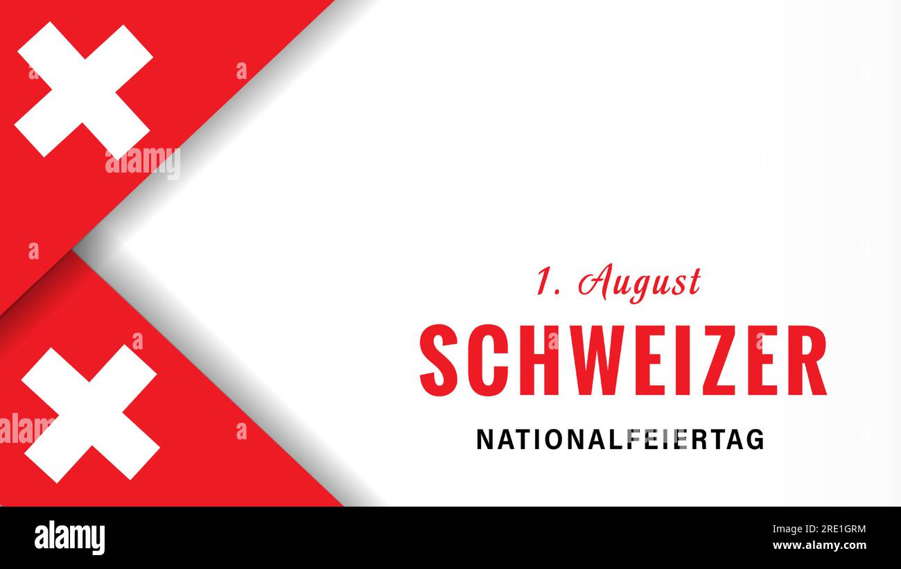 1. Août, Schweizer Nationalfeiertag bannière avec drapeaux. Traduction de l'allemand - 1 août, Fête nationale de la Suisse. Illustration vectorielle Illustration de Vecteur