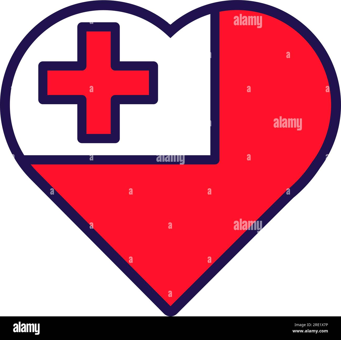 Cœur patriote aux couleurs du drapeau national des Tonga. Élément festif, attributs du jour de l'indépendance des Tonga. Icône vectorielle de dessin animé aux couleurs nationales du pays Illustration de Vecteur