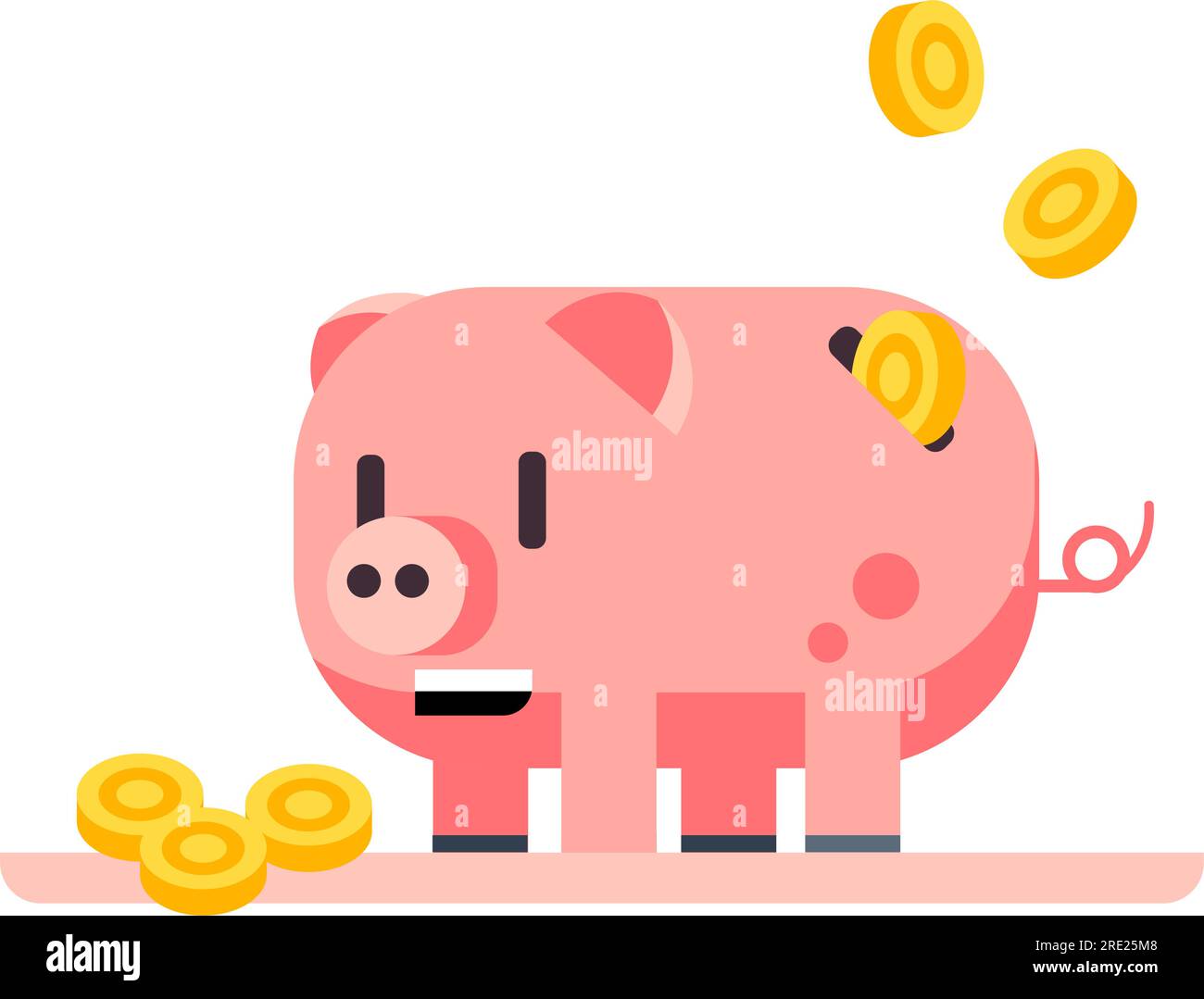 Pièces tombant dans le vecteur de tirelire Illustration de Vecteur