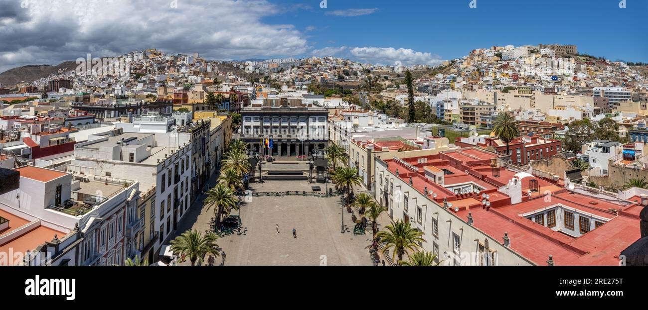 Vue panoramique sur le centre historique de la ville de Las Palmas , du haut de la cathédrale, Las Palmas de Gran Canaria, Espagne Banque D'Images
