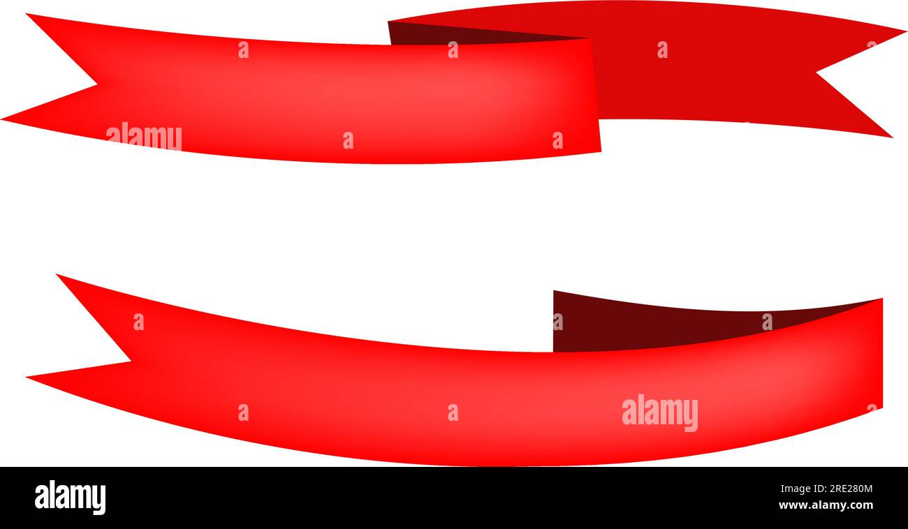 Deux rubans blancs rouges pour le texte publicitaire sur fond blanc Illustration de Vecteur