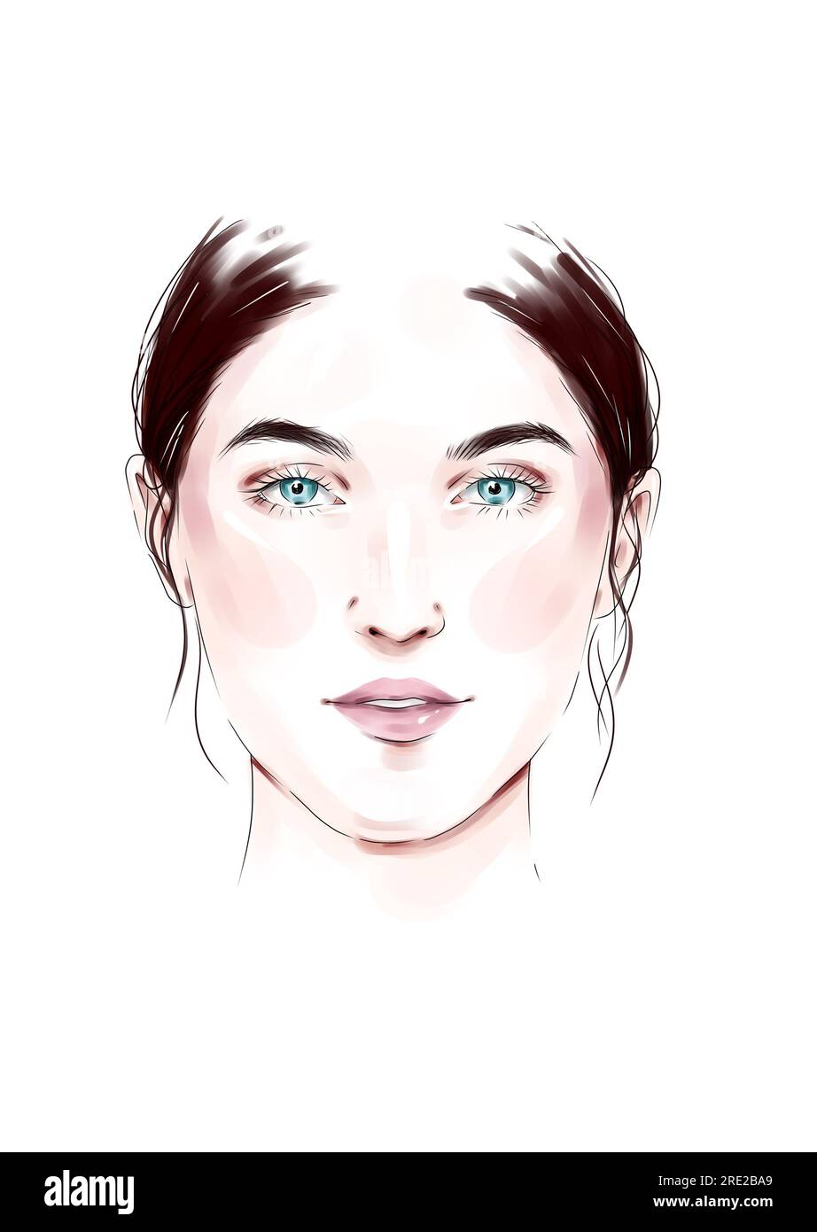 Tableau de maquillage Guide de style. Modèle de différents types d'apparence de visage. Illustration vectorielle infographique conseils et astuces pour le maquillage ou une procédure de salon de beauté Banque D'Images