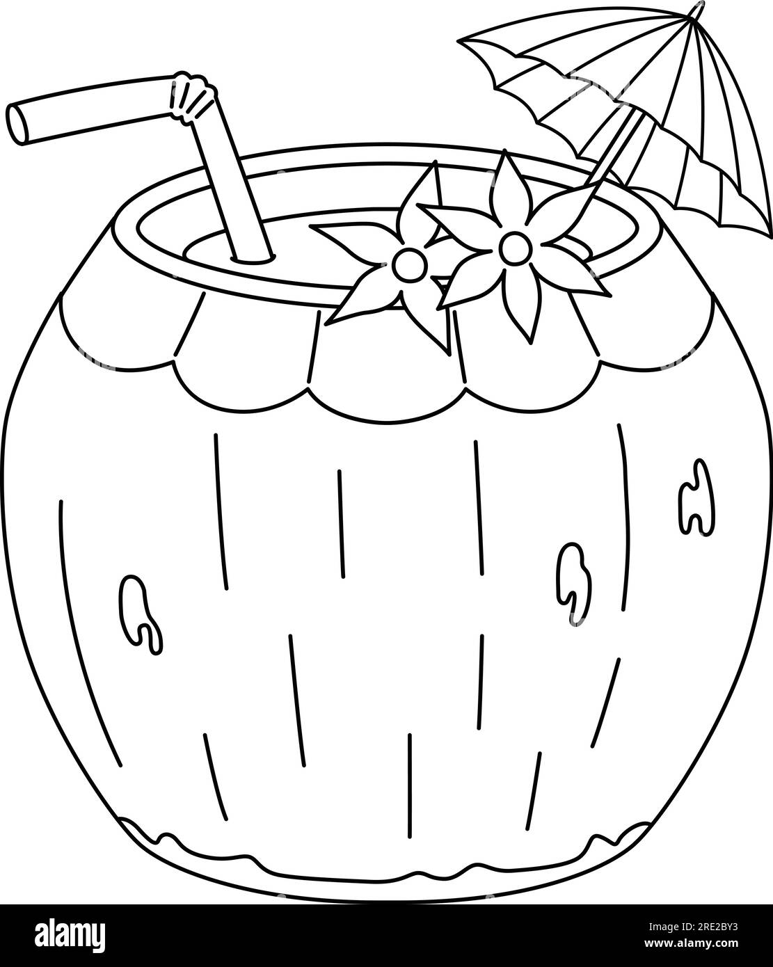 Page de coloriage isolée de boisson de noix de coco Illustration de Vecteur