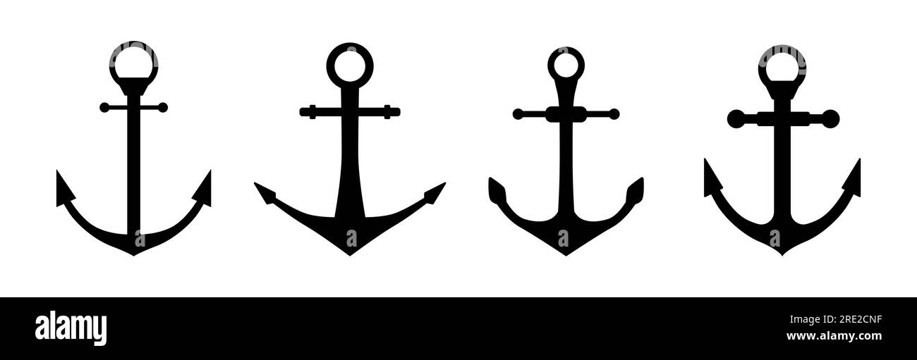 Symbole d'ancre de bateau ancre de bateau symbole d'ancre d'ancre de vecteur jeu d'icônes Illustration de Vecteur