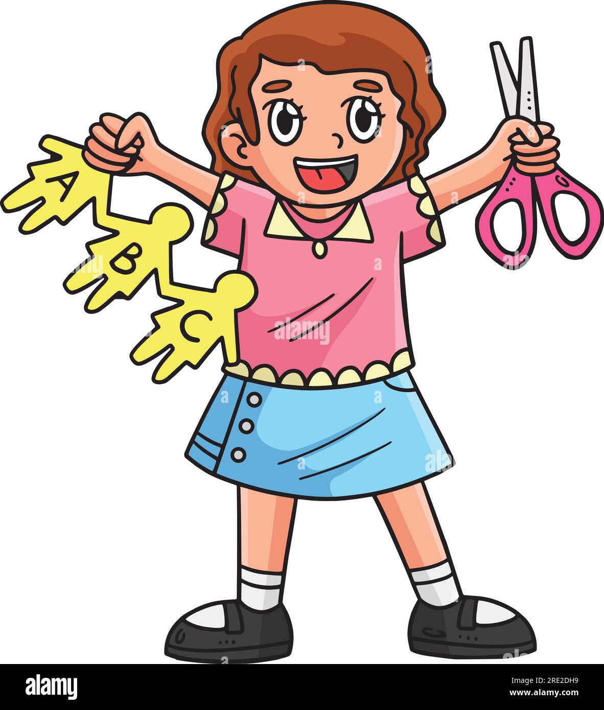 Enfant avec ciseaux Cartoon Coloried Clipart Image Vectorielle Stock - Alamy