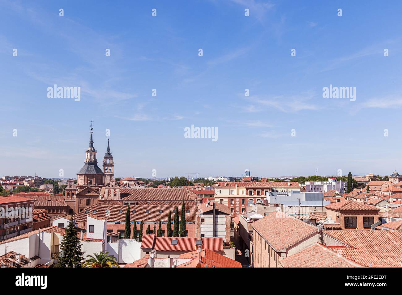 Vue aérienne monument Plaza de Cervantes, Alcala de Henares, Communauté de Madrid destination de voyage Banque D'Images