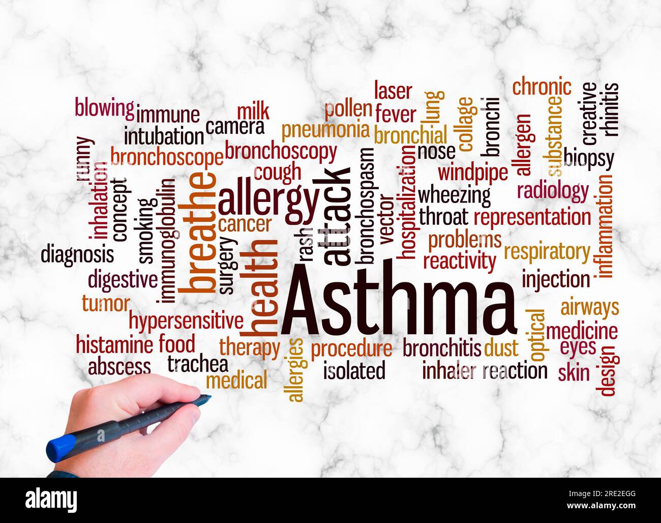 Nuage de mots avec ASTHME concept créer avec texte seulement. Banque D'Images