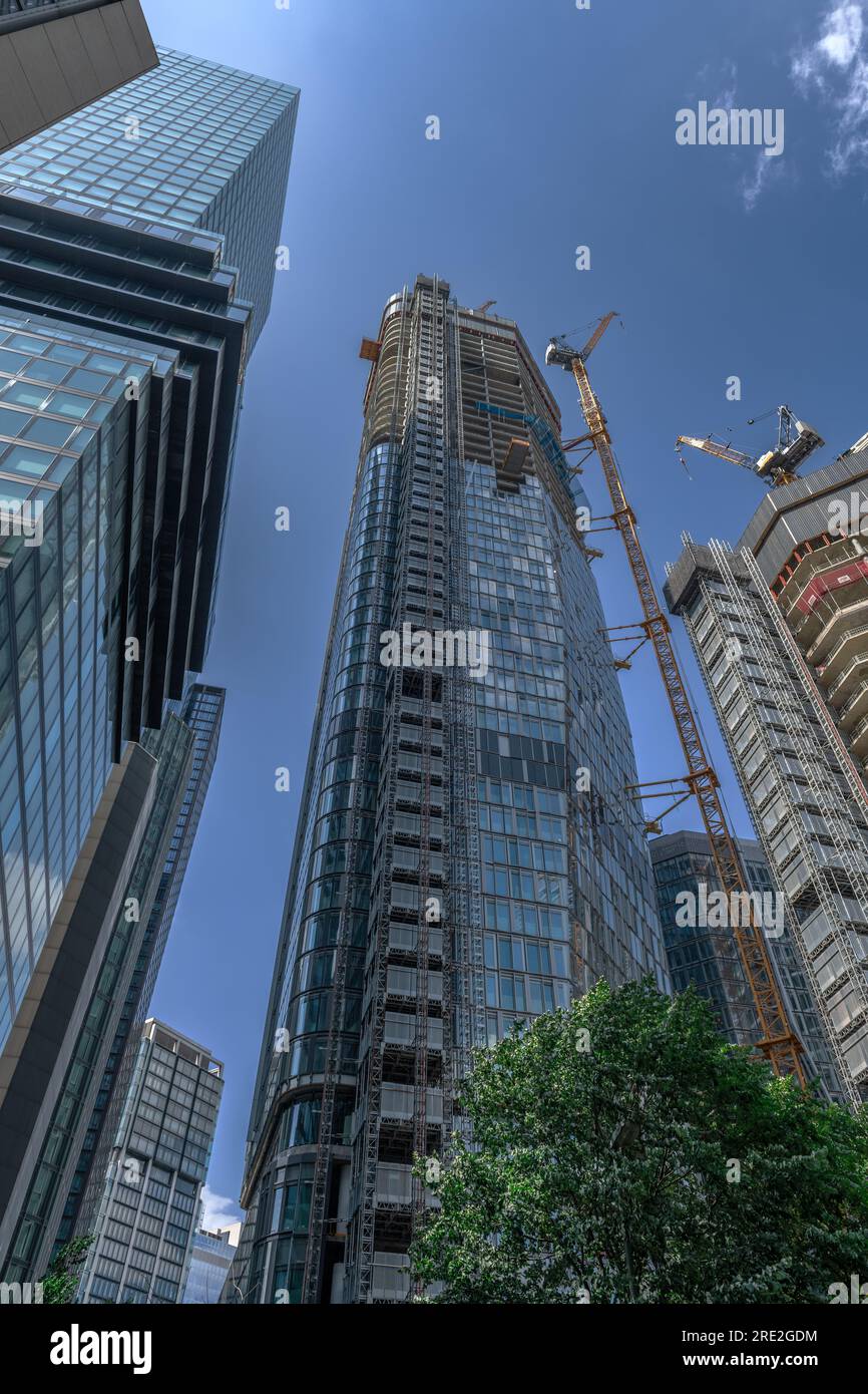 Vue sur les gratte-ciel dans le quartier financier de Francfort, Allemagne Banque D'Images