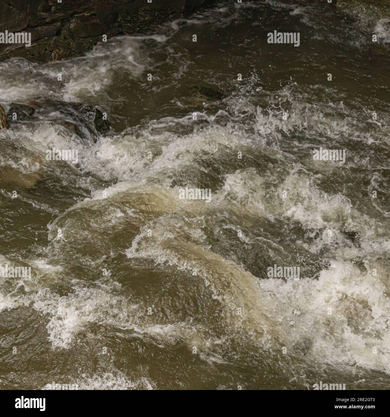 plan d'un ruisseau de montagne gonflé d'eau à cause de fortes pluies Banque D'Images