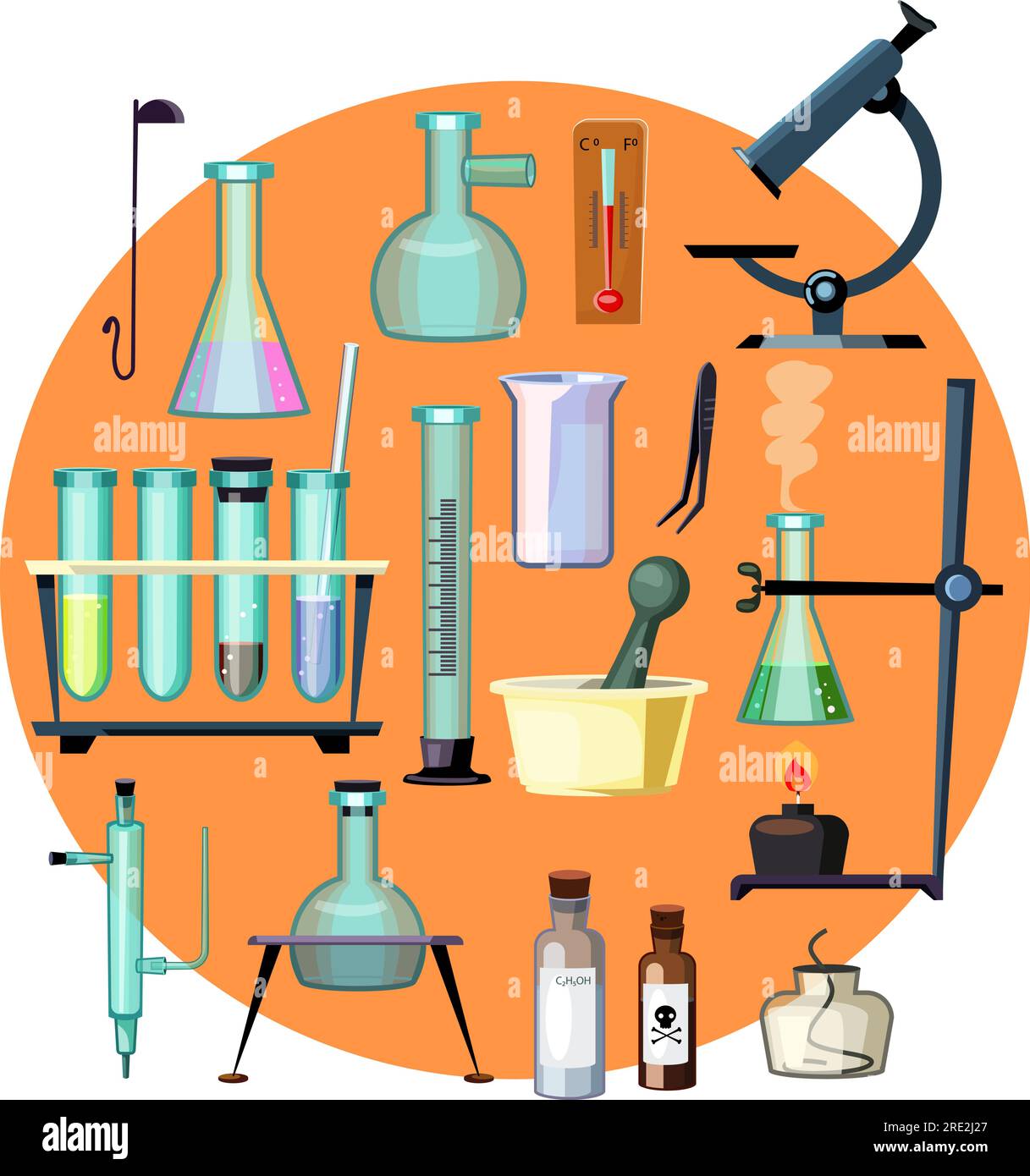 Illustration du jeu d'équipements de laboratoire Illustration de Vecteur
