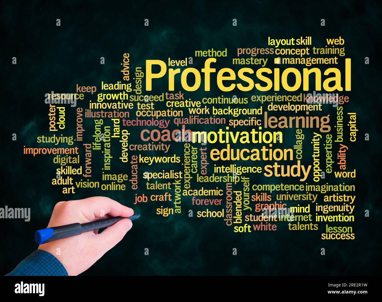 Word Cloud avec CONCEPT PROFESSIONNEL crée avec texte uniquement. Banque D'Images
