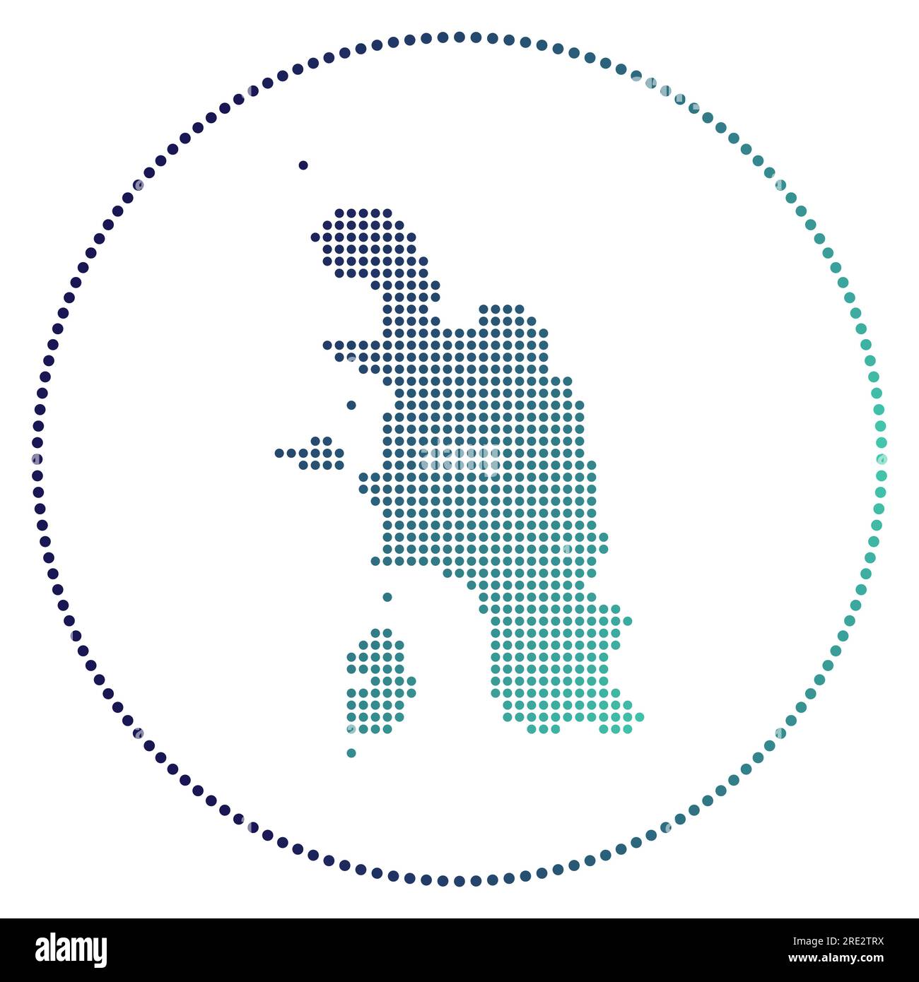 Badge numérique de l'île de Pangkor. Carte de style pointillé de l'île de Pangkor en cercle. Icône technique avec des points dégradés. Illustration vectorielle cool. Illustration de Vecteur