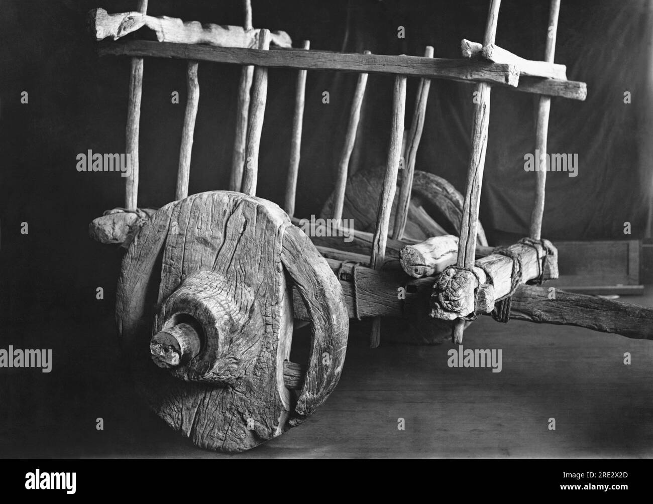 Californie : c. 1840 Une carrita, un wagon ou une charrette des premiers ranchos mexicains en Californie. Banque D'Images