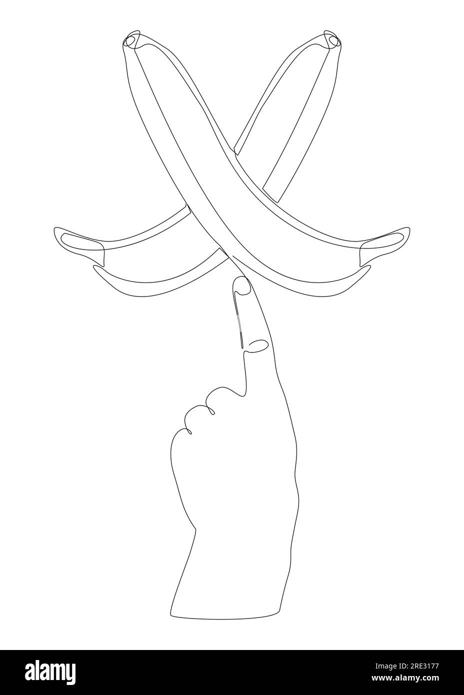 Une ligne continue de la main avec Banana. Concept de vecteur d'illustration de ligne mince. Dessin de contour idées créatives. Illustration de Vecteur