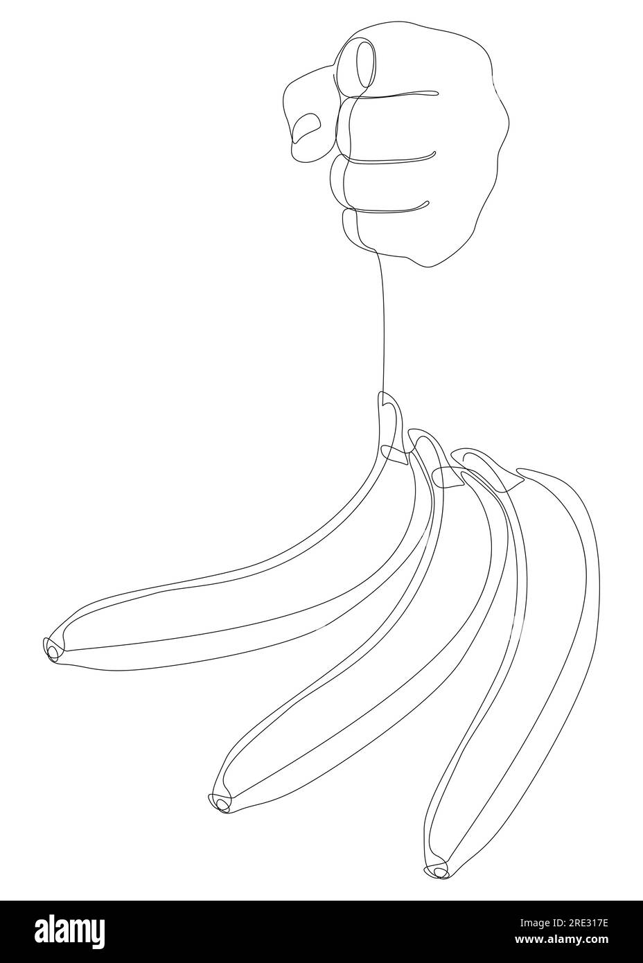 Une ligne continue de la main avec Banana. Concept de vecteur d'illustration de ligne mince. Dessin de contour idées créatives. Illustration de Vecteur