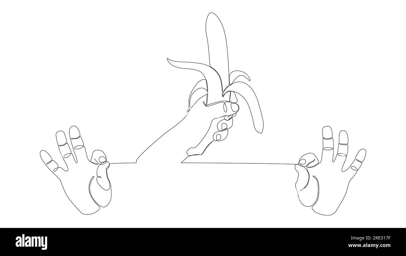 Une ligne continue de la main avec Banana. Concept de vecteur d'illustration de ligne mince. Dessin de contour idées créatives. Illustration de Vecteur