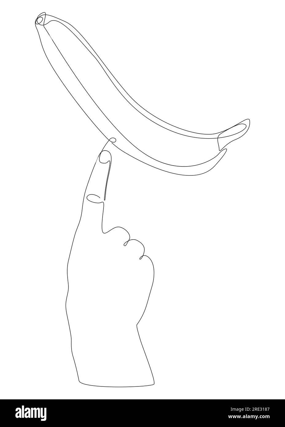 Une ligne continue de la main avec Banana. Concept de vecteur d'illustration de ligne mince. Dessin de contour idées créatives. Illustration de Vecteur