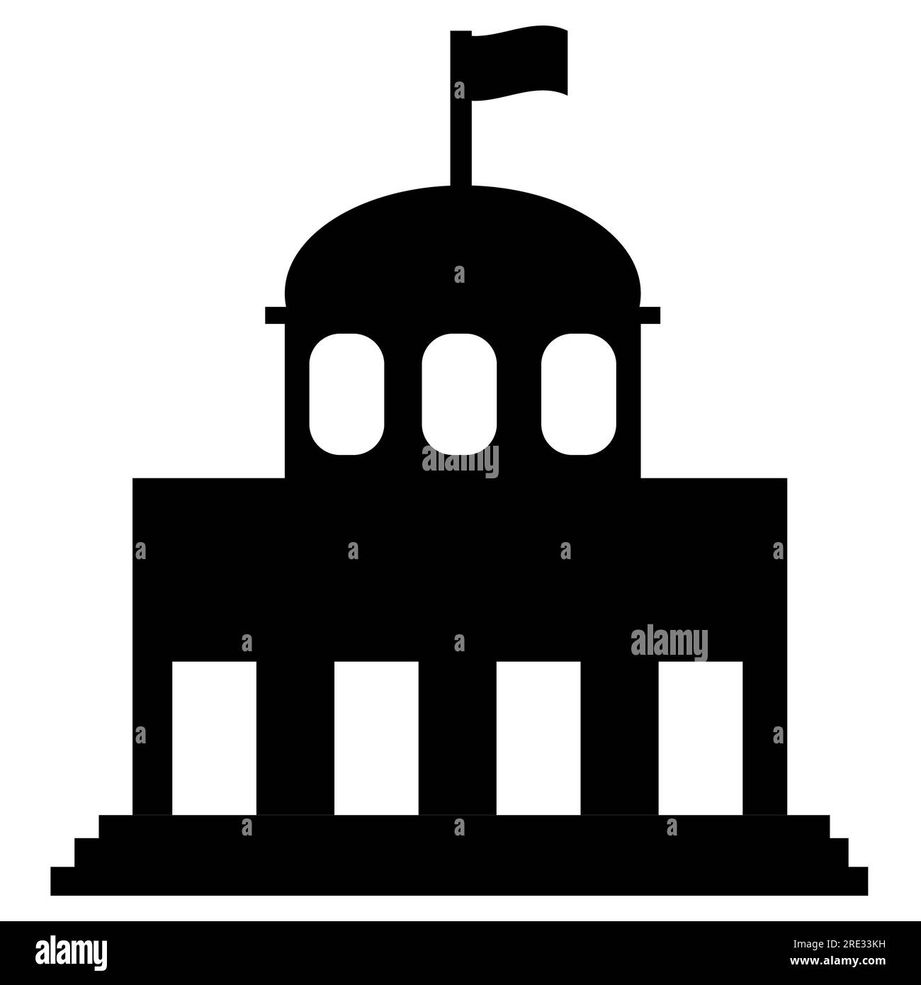 Icône bâtiment de l'hôtel de ville. Panneau de l'hôtel de ville. Symbole de la mairie. Logo du bâtiment municipal. style plat. Banque D'Images