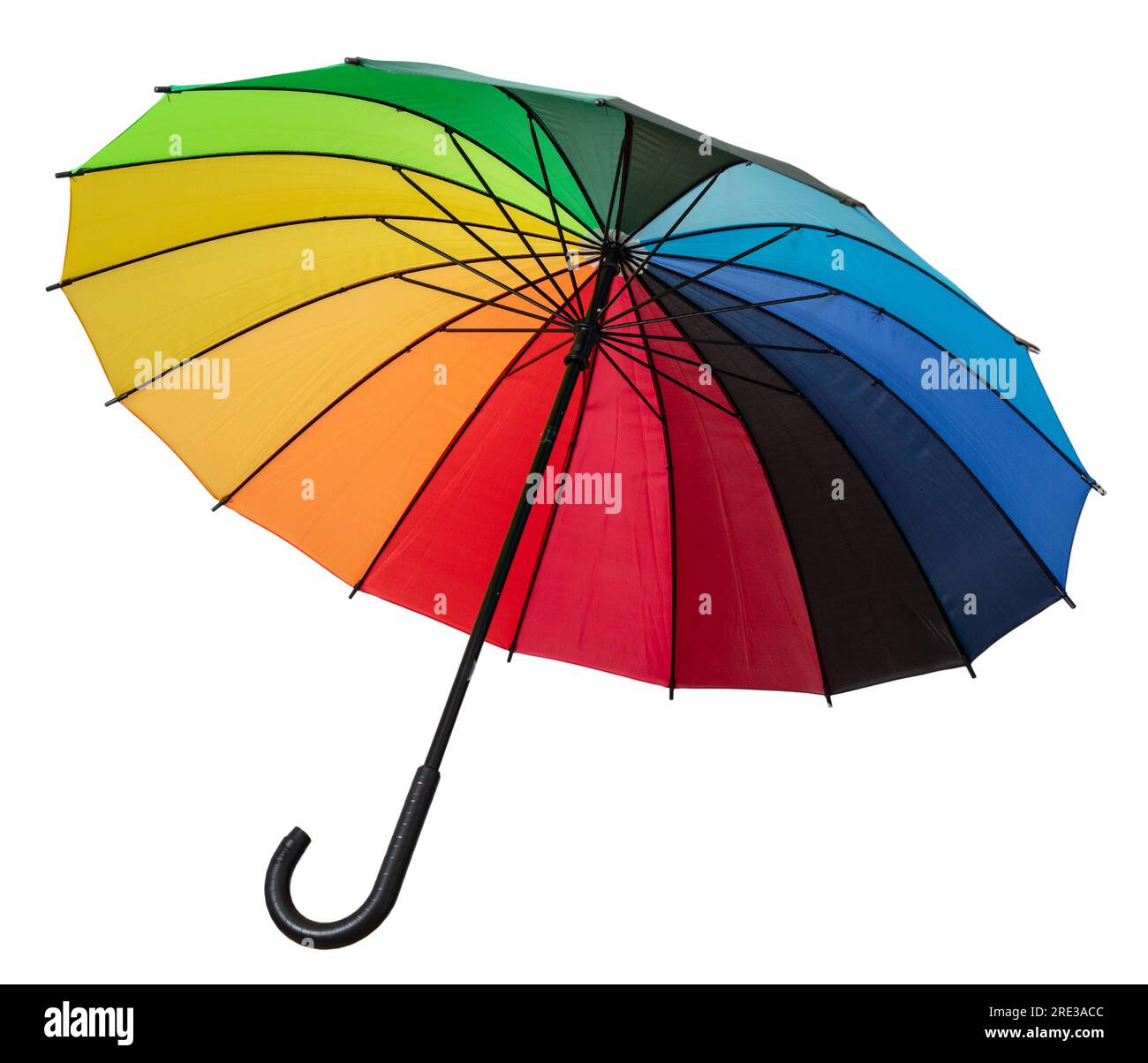 Parapluie coloré isolé sur fond blanc, protection contre le soleil et la pluie. Banque D'Images