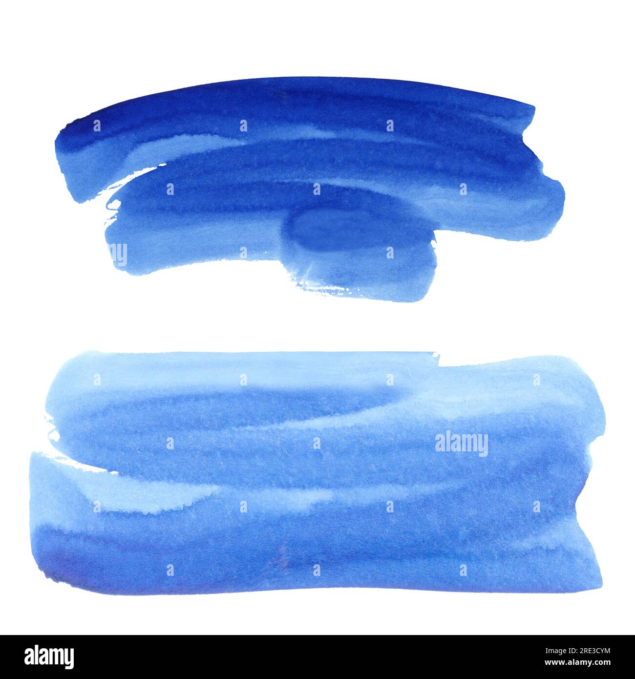 Éléments abstraits de conception d'aquarelle pour créer un fond bleu avec des taches, des éclaboussures, des rayures, des vagues, un dégradé de couleur. Banque D'Images
