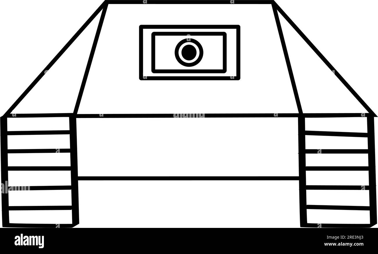 Vue de face d'un destroyer de chars de l'ère de la Seconde Guerre mondiale en art au trait Illustration de Vecteur