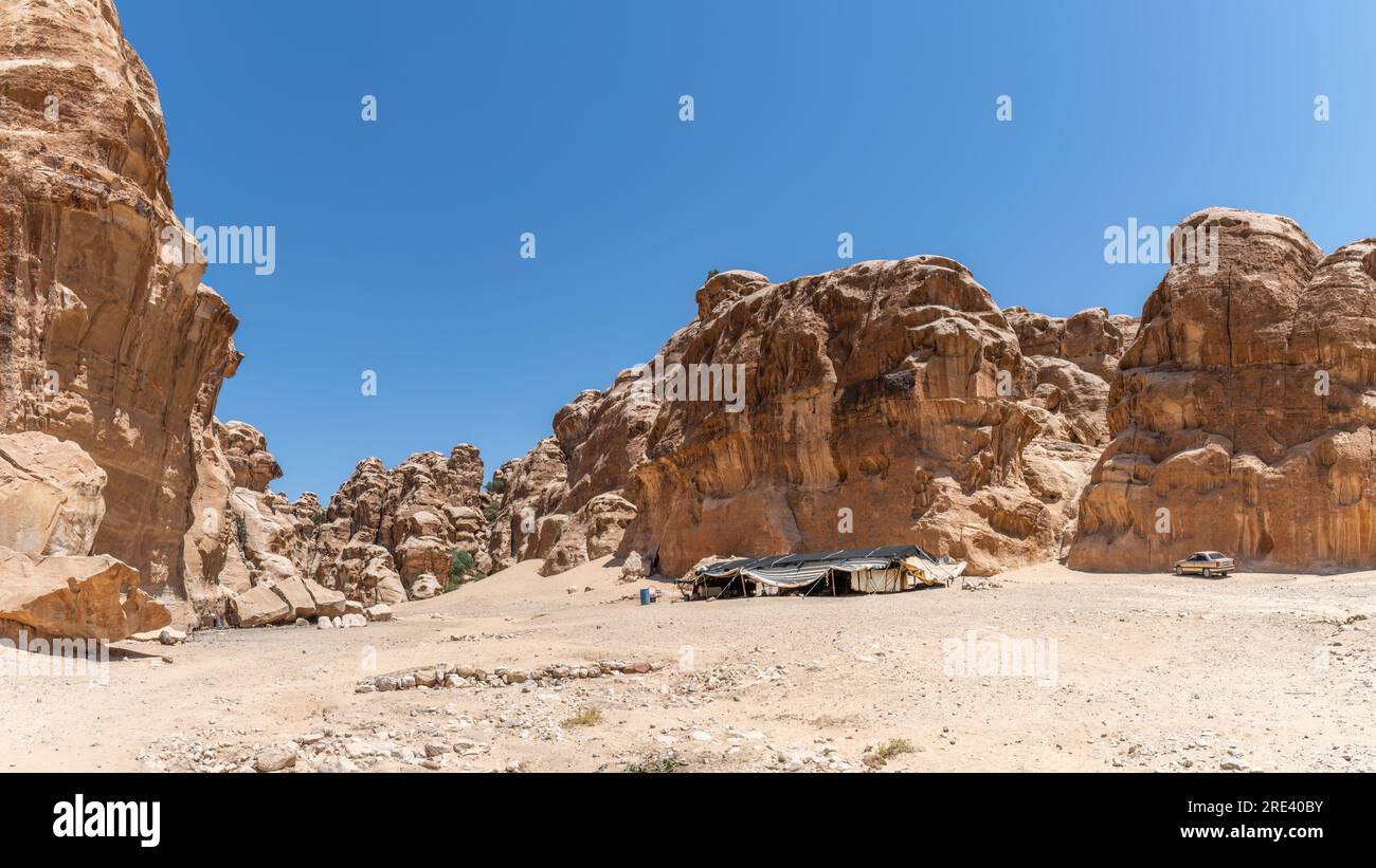 Paysage désertique à Wadi Rum, Jordanie. Banque D'Images