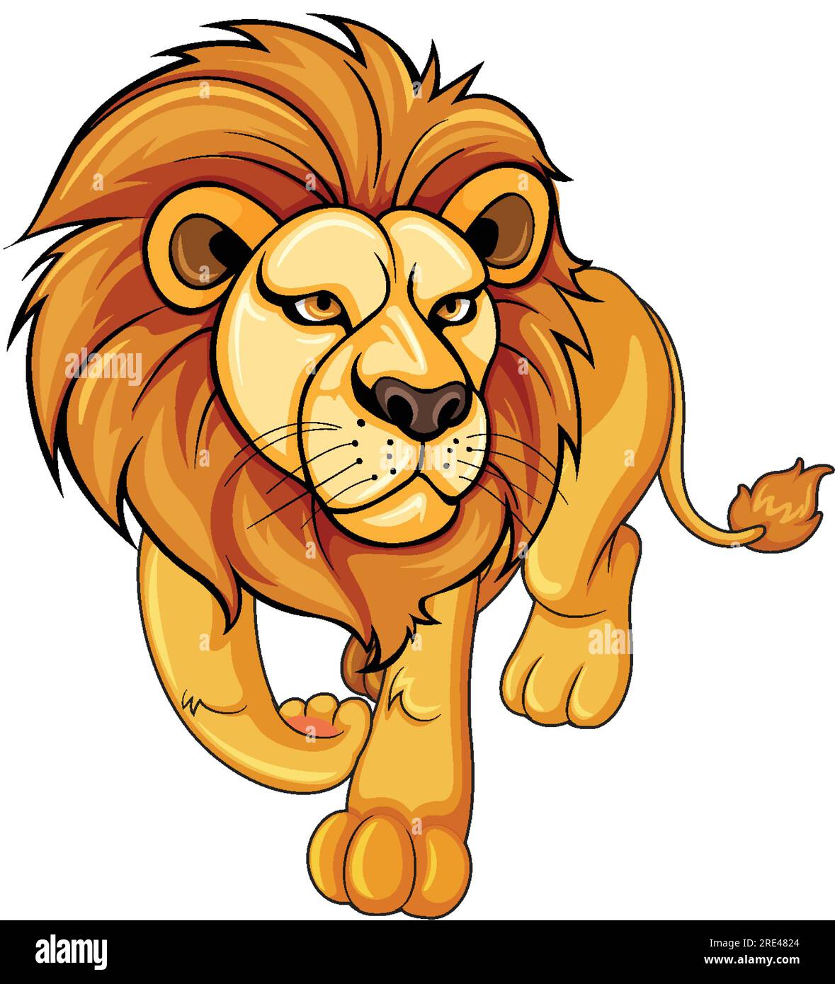 Un lion marche vers l'avant sur un fond blanc Illustration de Vecteur