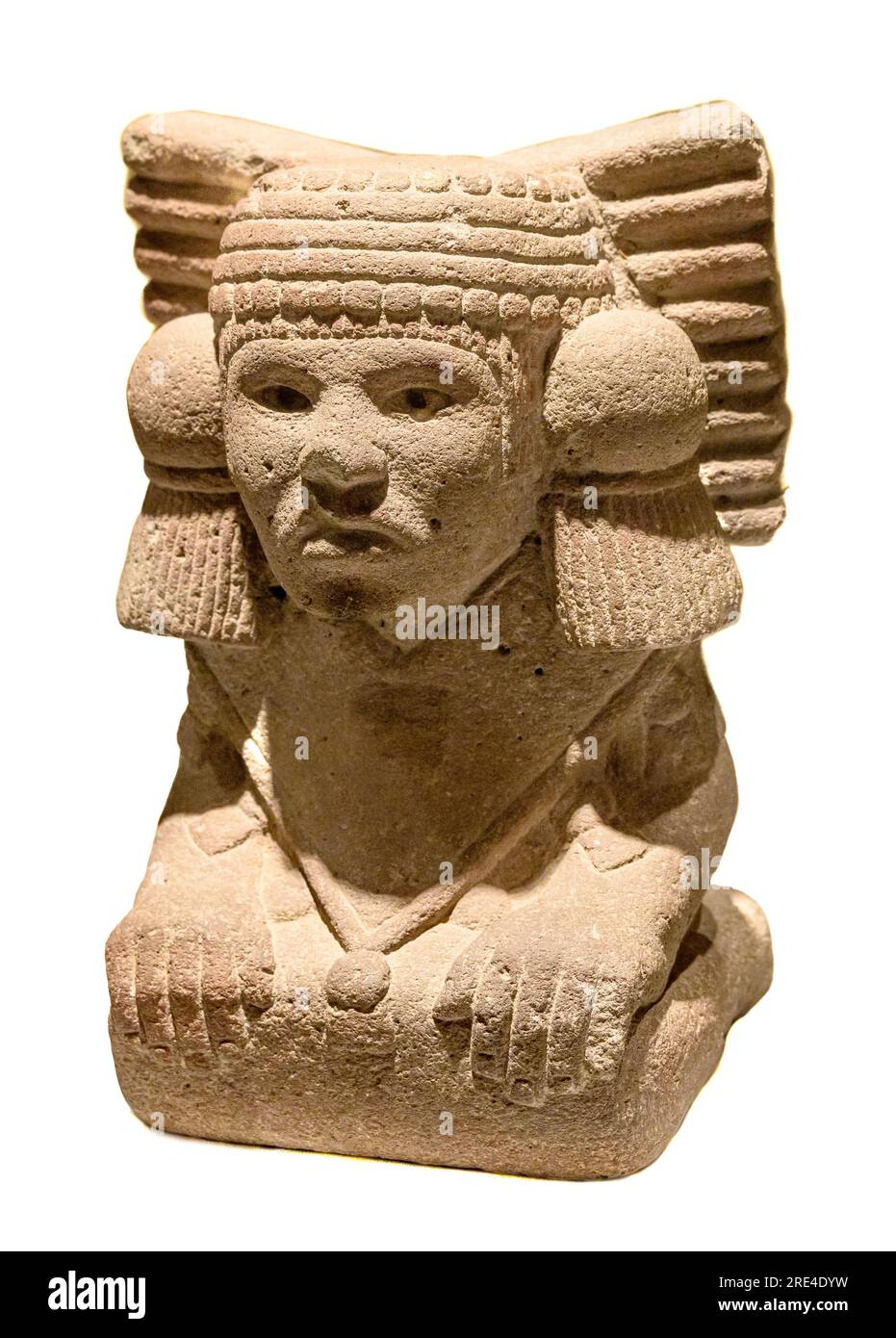 Une sculpture en pierre représentant la déesse aztèque de l'eau, Chalchiuhtlicue. (1350-1521) Mexique. Au Musée des amériques, Madrid. Banque D'Images