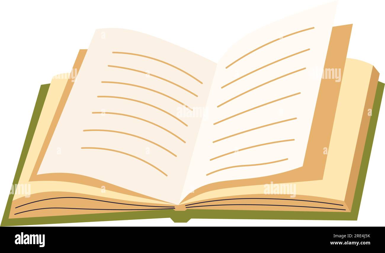 Agenda ou carnet avec des pages vides et propres, livre ouvert isolé. Publication ou magazine, encyclopédie ou volume avec des informations pour studyin Illustration de Vecteur