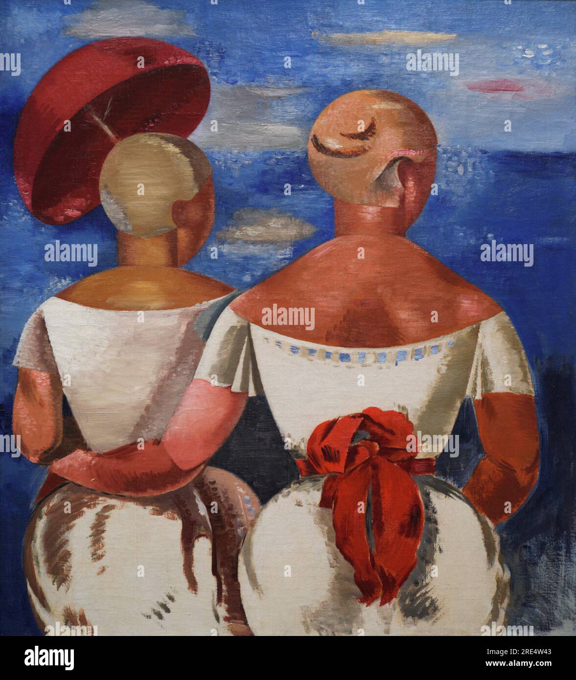 Jekabs Kazaks (1895-1920) Peintre letton. Mesdames au bord de la mer, 1920. Huile sur toile, 110 x 100,5 cm. Musée national letton d'Art. Riga. Lettonie. Banque D'Images