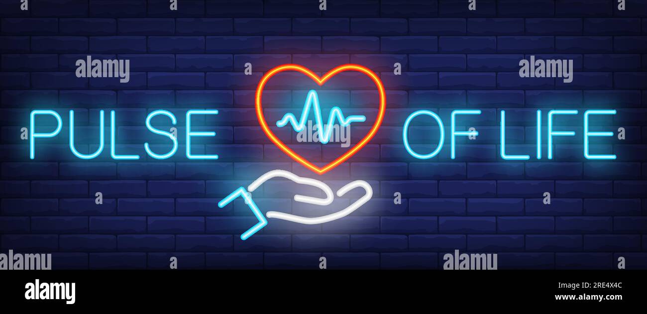 Enseigne néon Pulse of Life Illustration de Vecteur