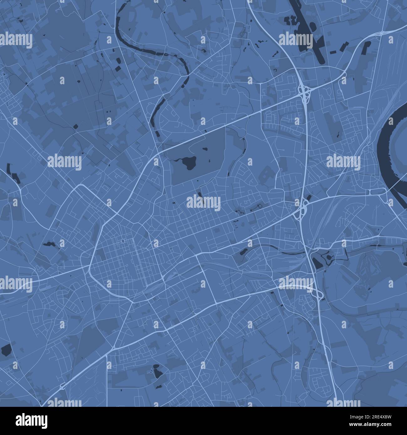 Carte de Krefeld, affiche bleue streetmap de la ville allemande Illustration de Vecteur