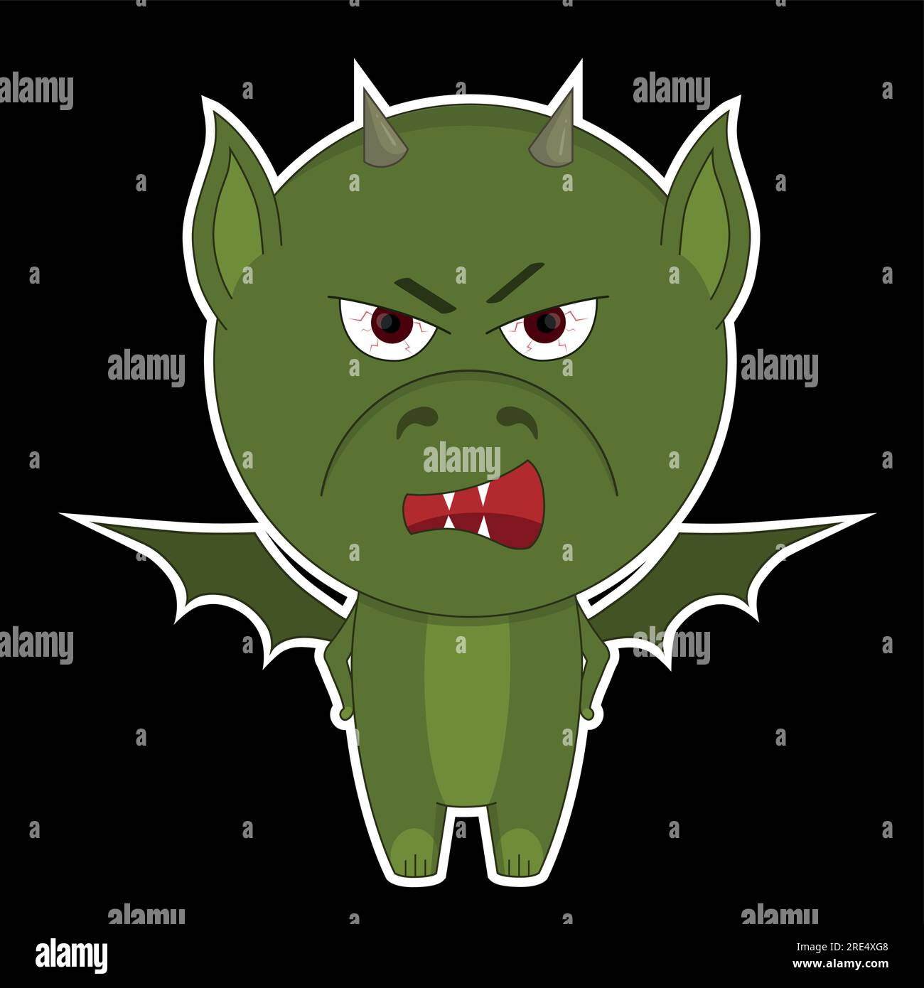 Illustration vectorielle d'un dragon vert. Autocollant dragon en colère. Dragon Emotion Illustration de Vecteur